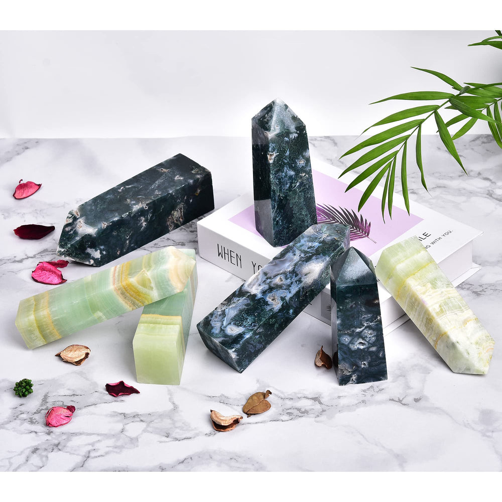 JIC Gem Natural geode crystal tower showing unique color variation.