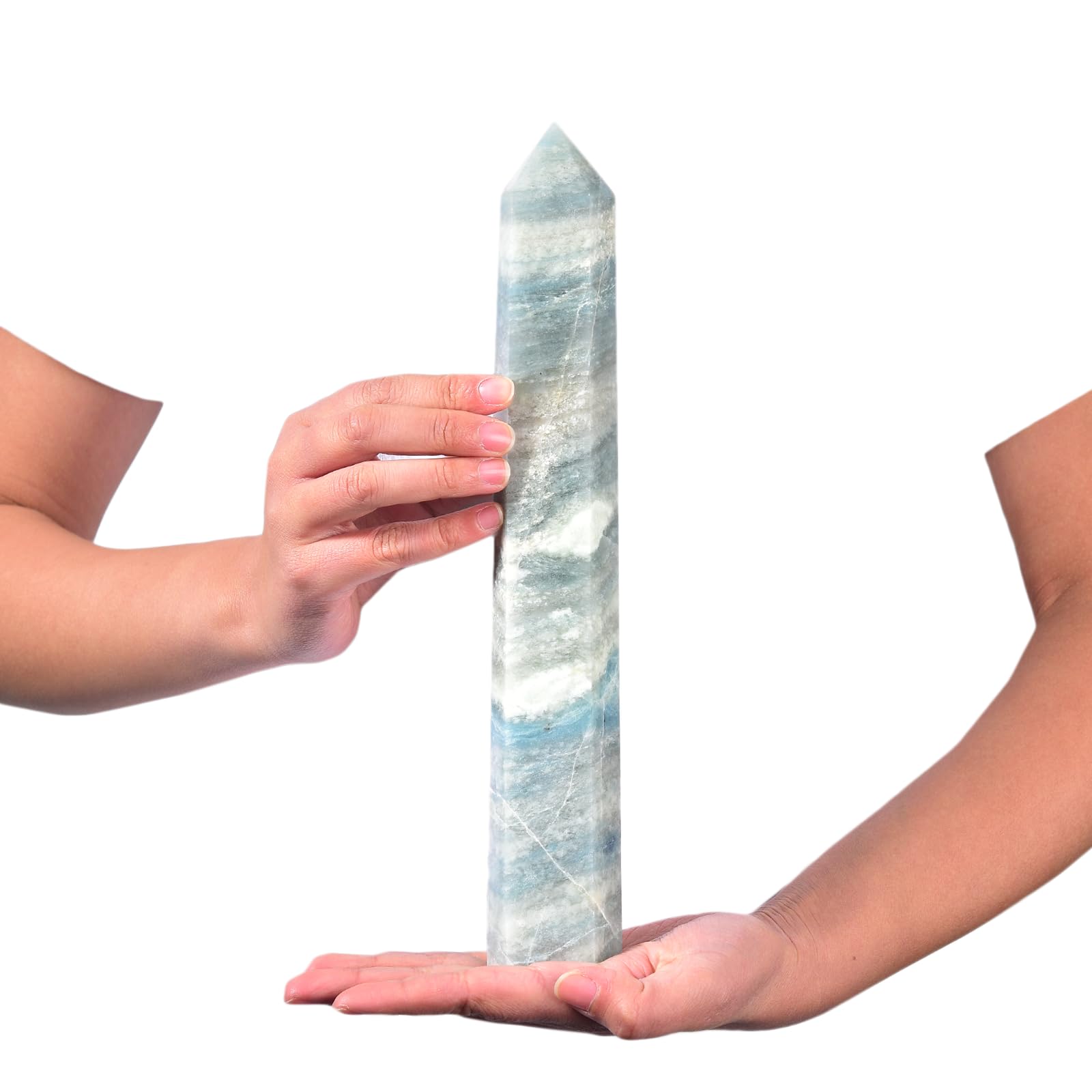 JIC Gem natural trolleite crystal point, 26–32 cm, ideal for Reiki practice.