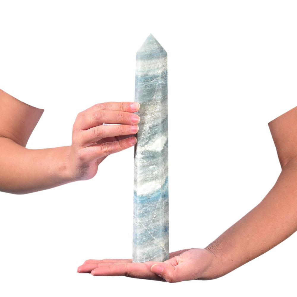 JIC Gem natural trolleite crystal point, 26–32 cm, ideal for Reiki practice.