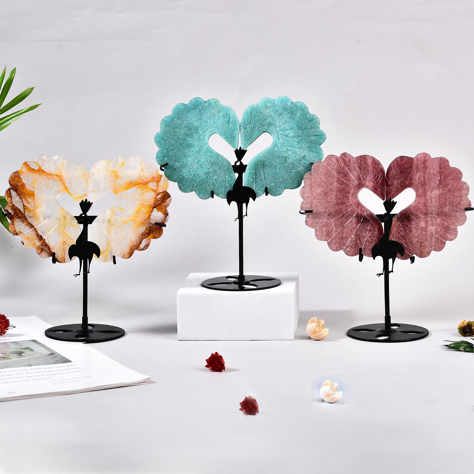 JIC Gem winged heart crystal decor for meditation corners or Reiki spaces.