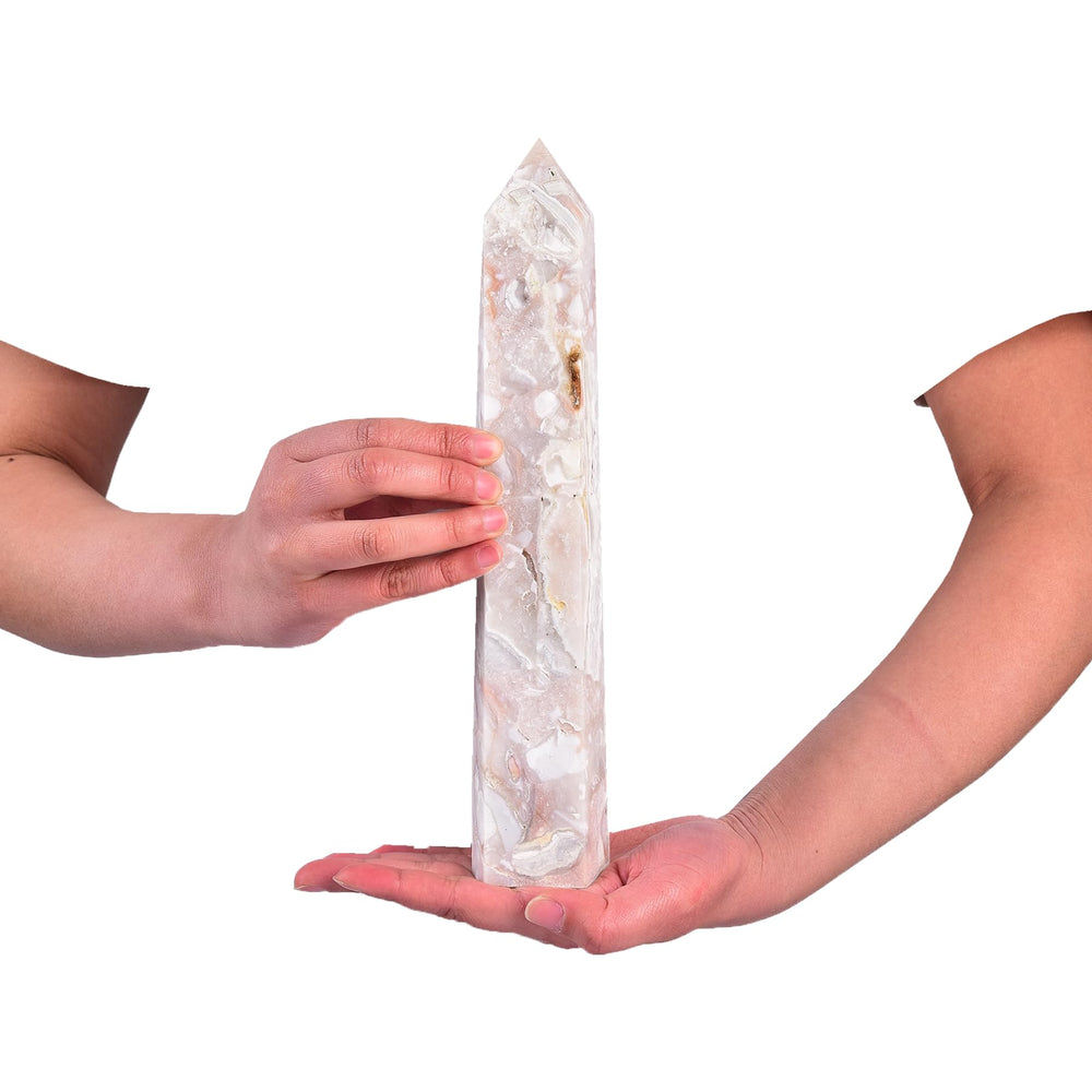 JIC Gem pink agate geode wand close-up highlights sparkle for calming rituals.
