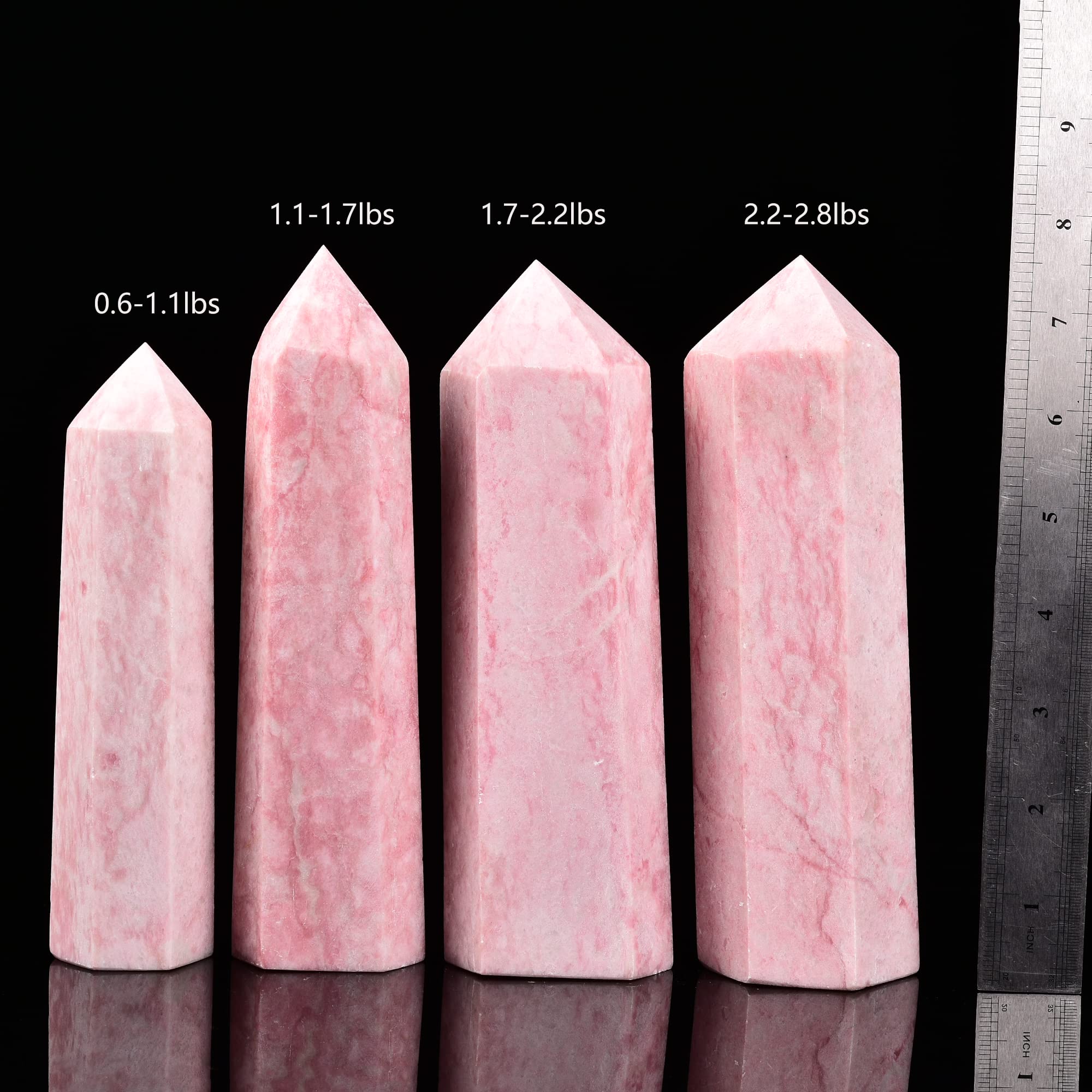 JIC Gem pink opal obelisk resting on a shelf as elegant home decor