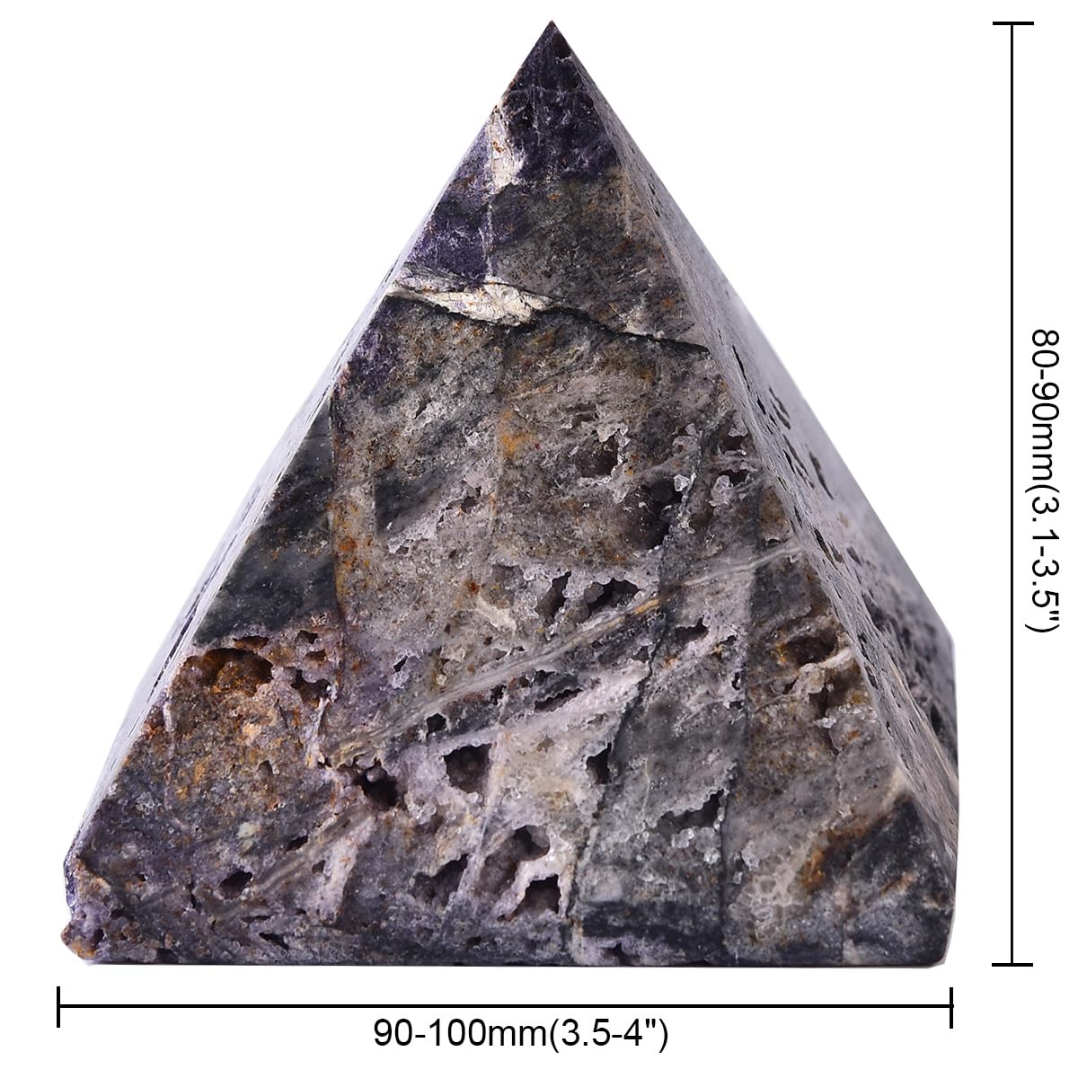 JIC Gem purple sphalerite geode pyramid close-up reveals quartz and calcite details