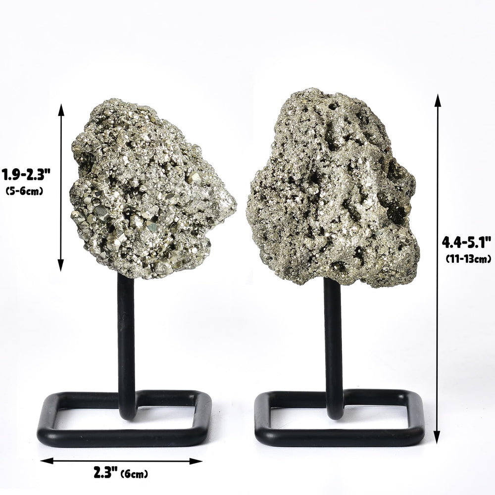 JIC Gem pyrite crystal on stand displayed as coffee table centerpiece.