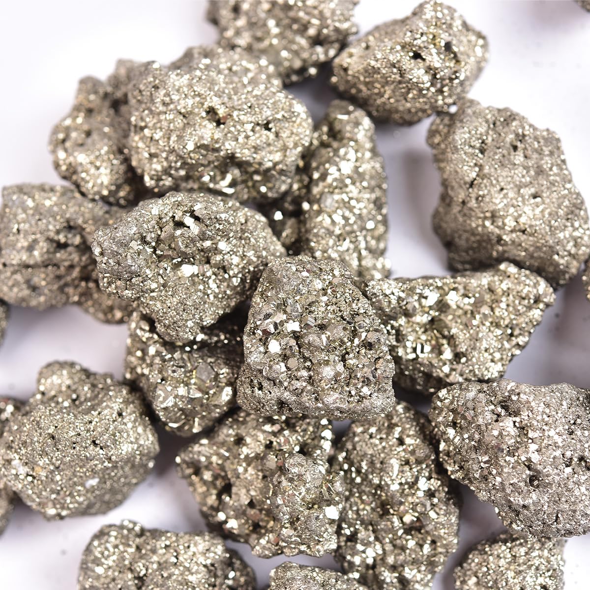 JIC Gem pyrite stones with burlap pouch for gifting and storage