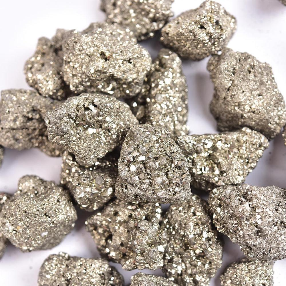 JIC Gem pyrite stones with burlap pouch for gifting and storage