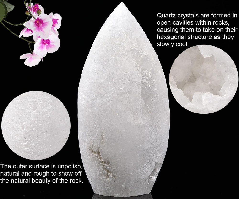 JIC Gem quartz geode crystal for insights and mindful focus