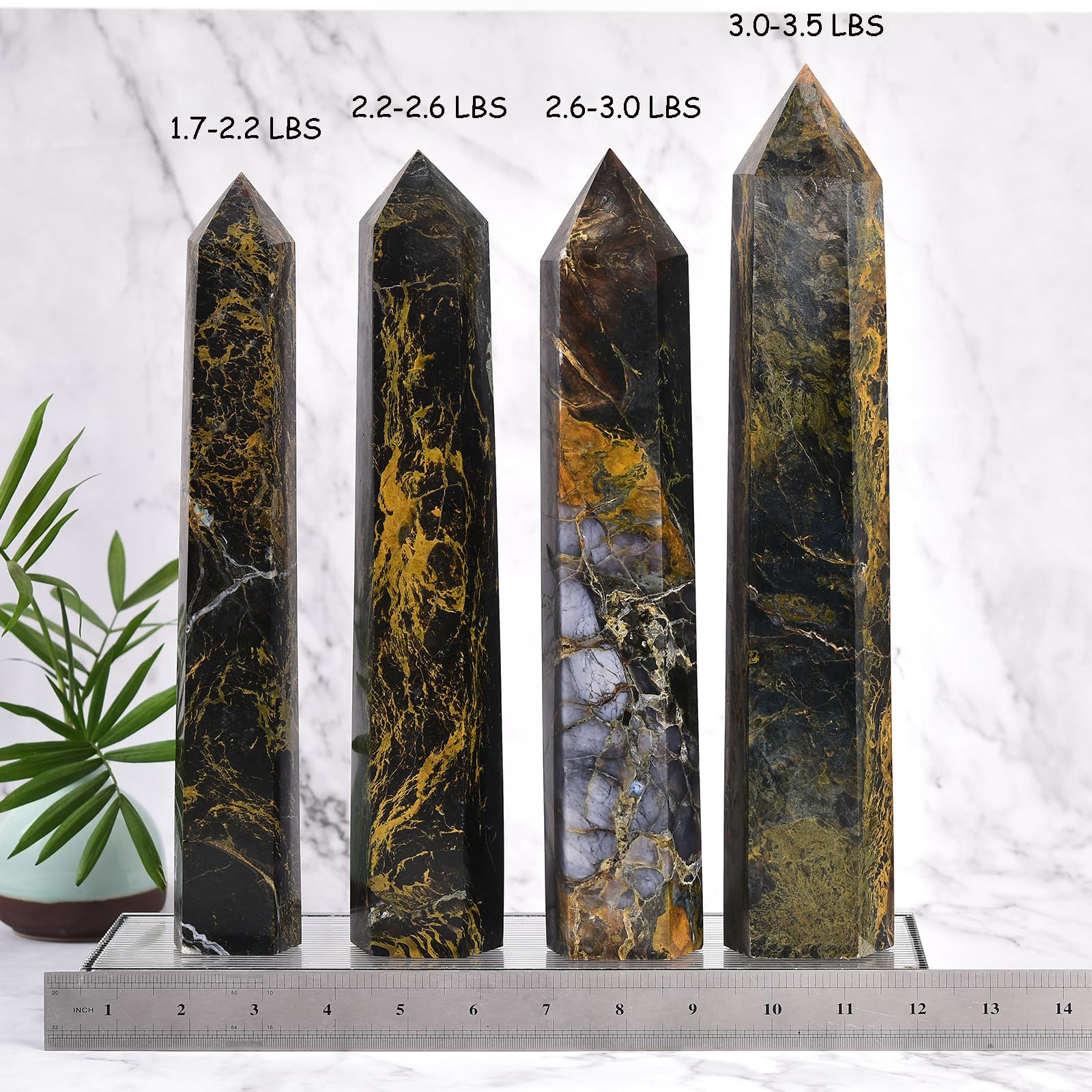JIC Gem quartz obelisk tower with hexagonal facets for energy focus