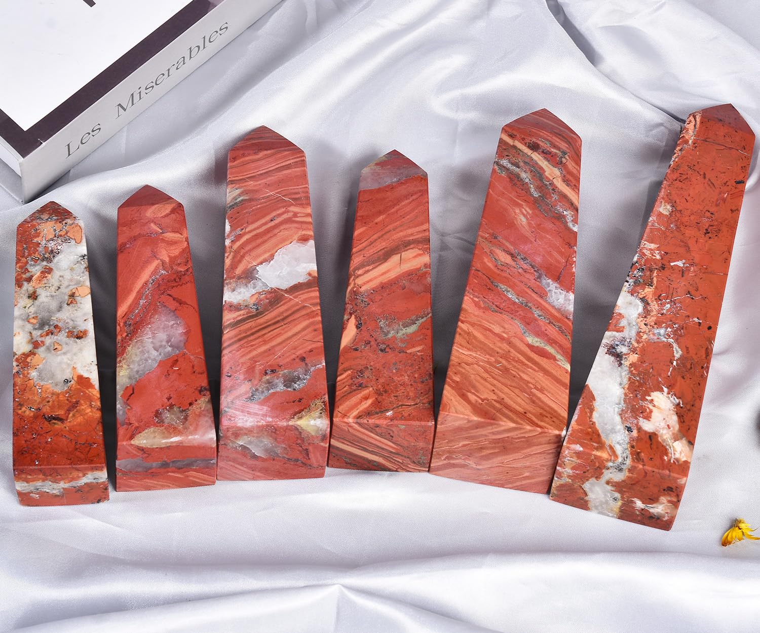 JIC Gem Red Jasper Crystal Tower in a living room enhances ambient calm.