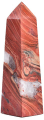 JIC Gem Red Jasper Crystal Tower top view highlights four facets for meditation.