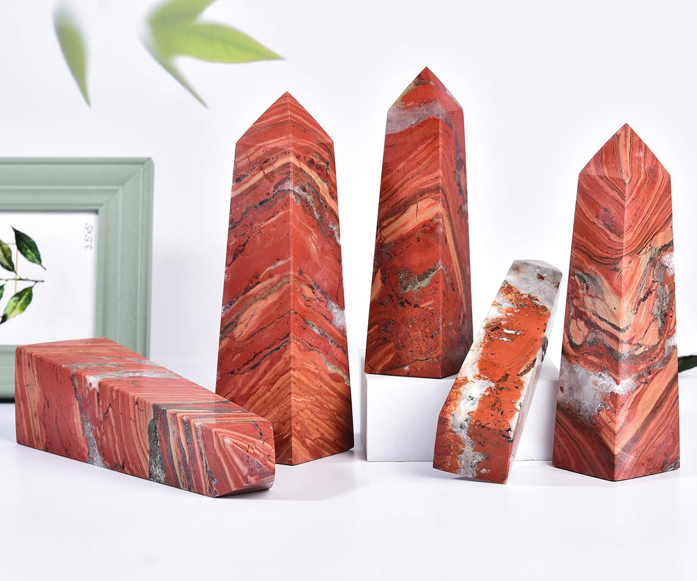 JIC Gem red jasper tower height detail emphasizes size and presence.