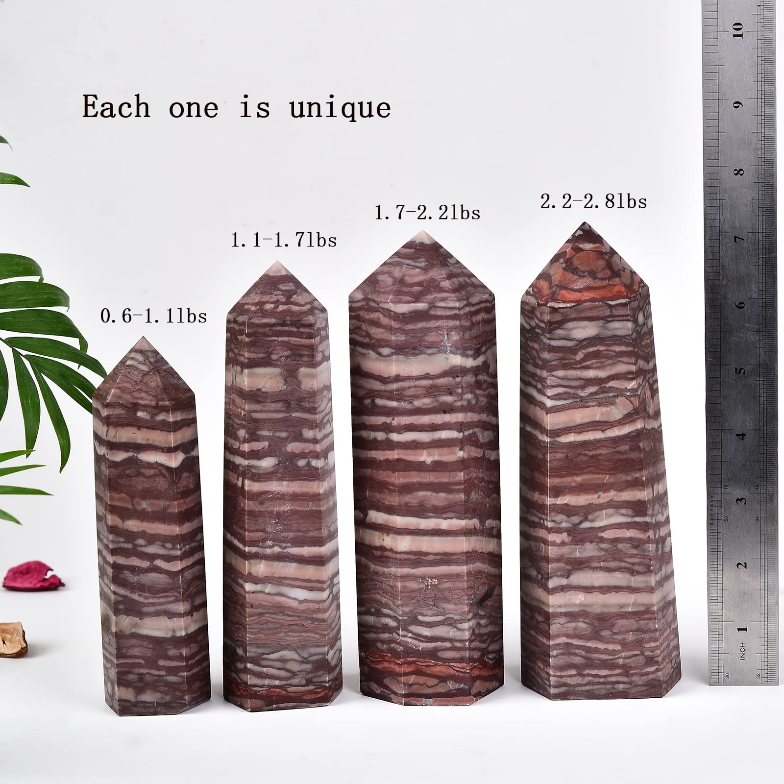 JIC Gem Red Zebra Jasper obelisk enhancing room energy and ambiance.