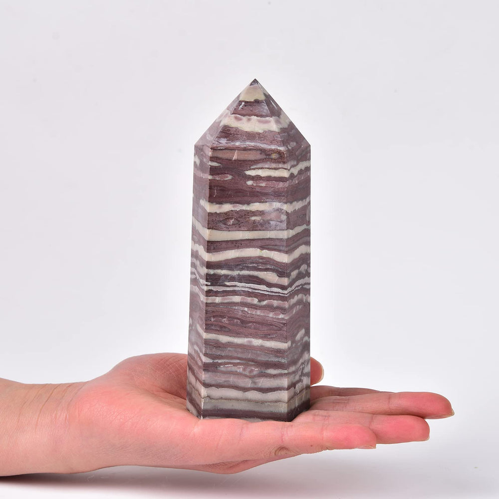 JIC Gem Red Zebra Jasper tower point used for Reiki energy focus.