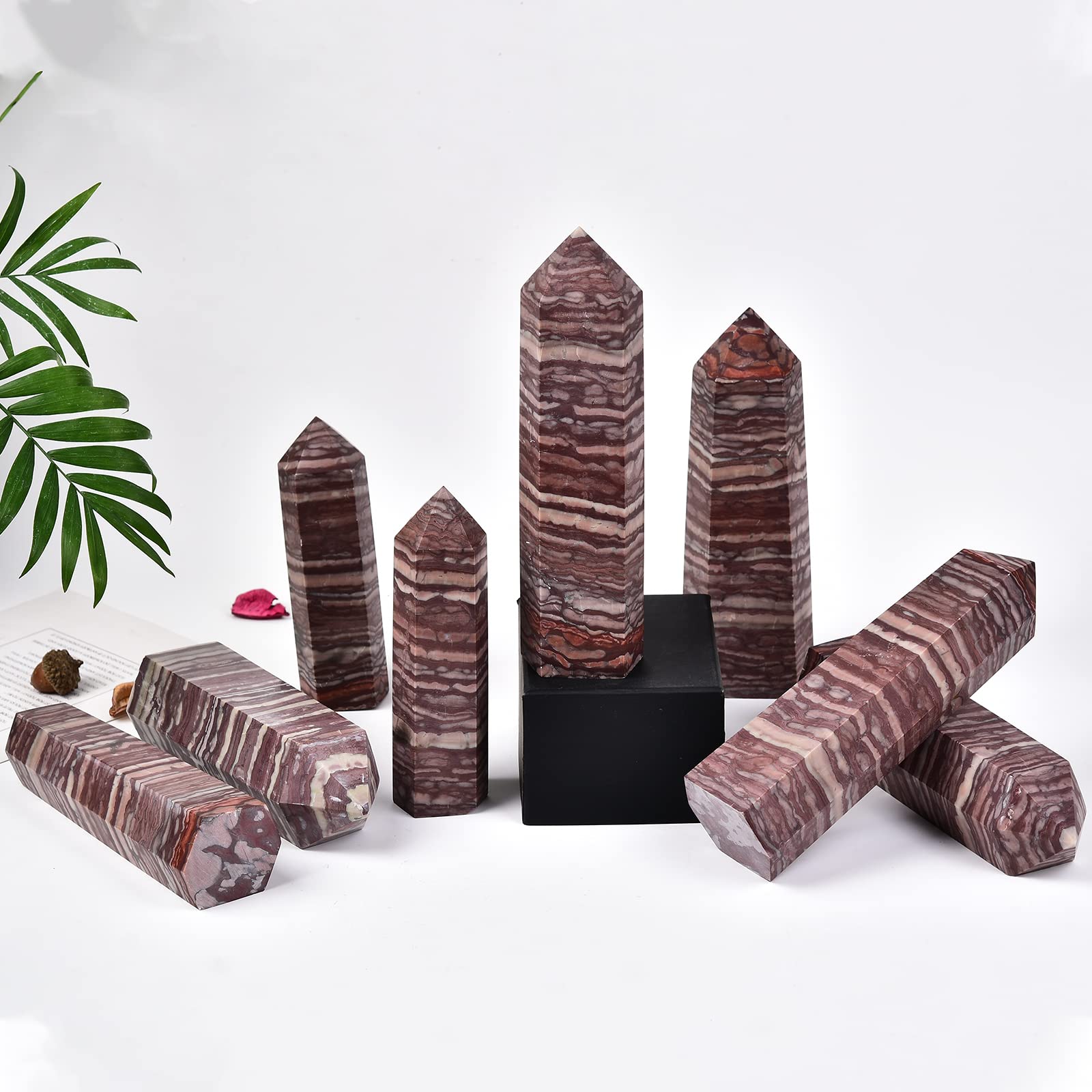 JIC Gem Red Zebra Jasper wand suitable for yoga and meditation sessions.