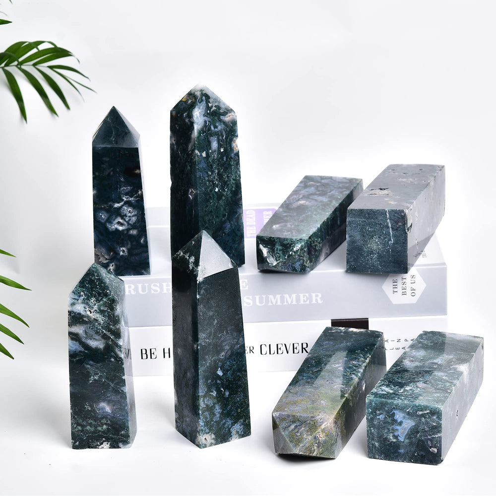 JIC Gem Reiki and meditation setup with crystal towers for calm spaces.