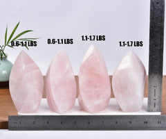 JIC Gem Rose Quartz Tower on desk, ideal for ambient office energy and focus.