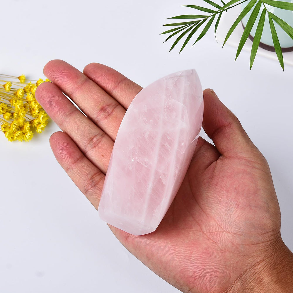 JIC Gem Rose Quartz Tower Spiral Wand, enhances energy focus through its apex.