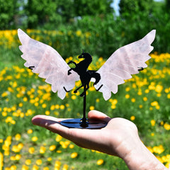 JIC Gem rose quartz unicorn wings showcase natural color variations.