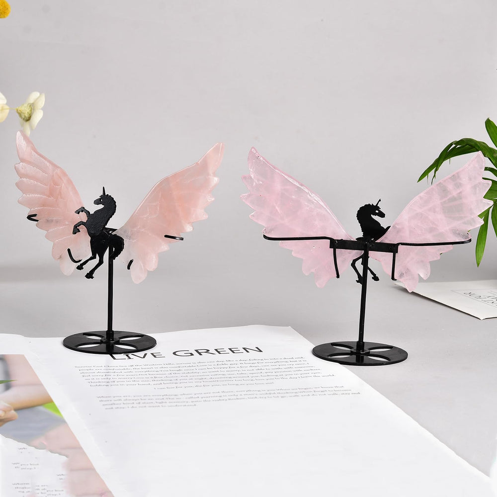 JIC Gem rose quartz unicorn wings make a chic gift idea on display.