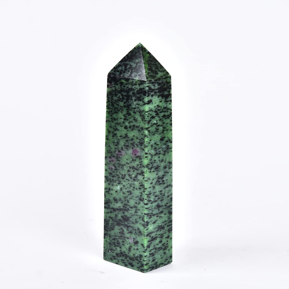 JIC Gem Ruby Zoisite obelisk wand for meditation and energy focus.
