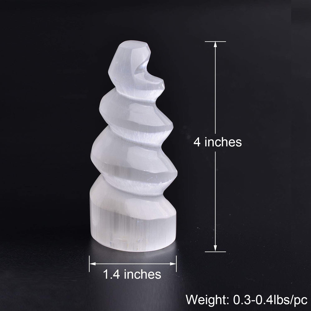 JIC Gem selenite tower spiral 4in adds peaceful ambience to living spaces