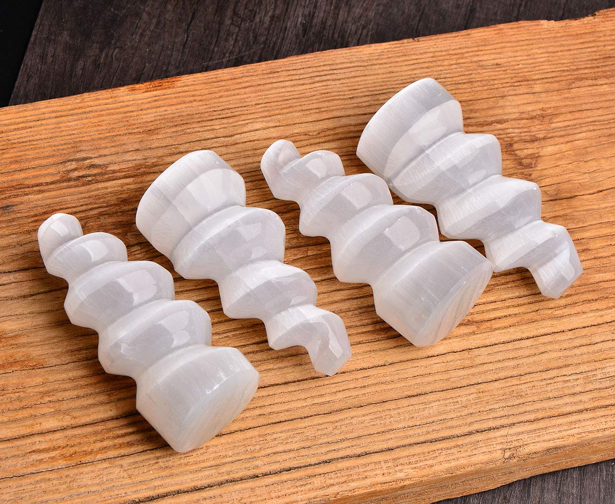 JIC Gem selenite tower spiral 4in pairs with crystals for relaxation sessions
