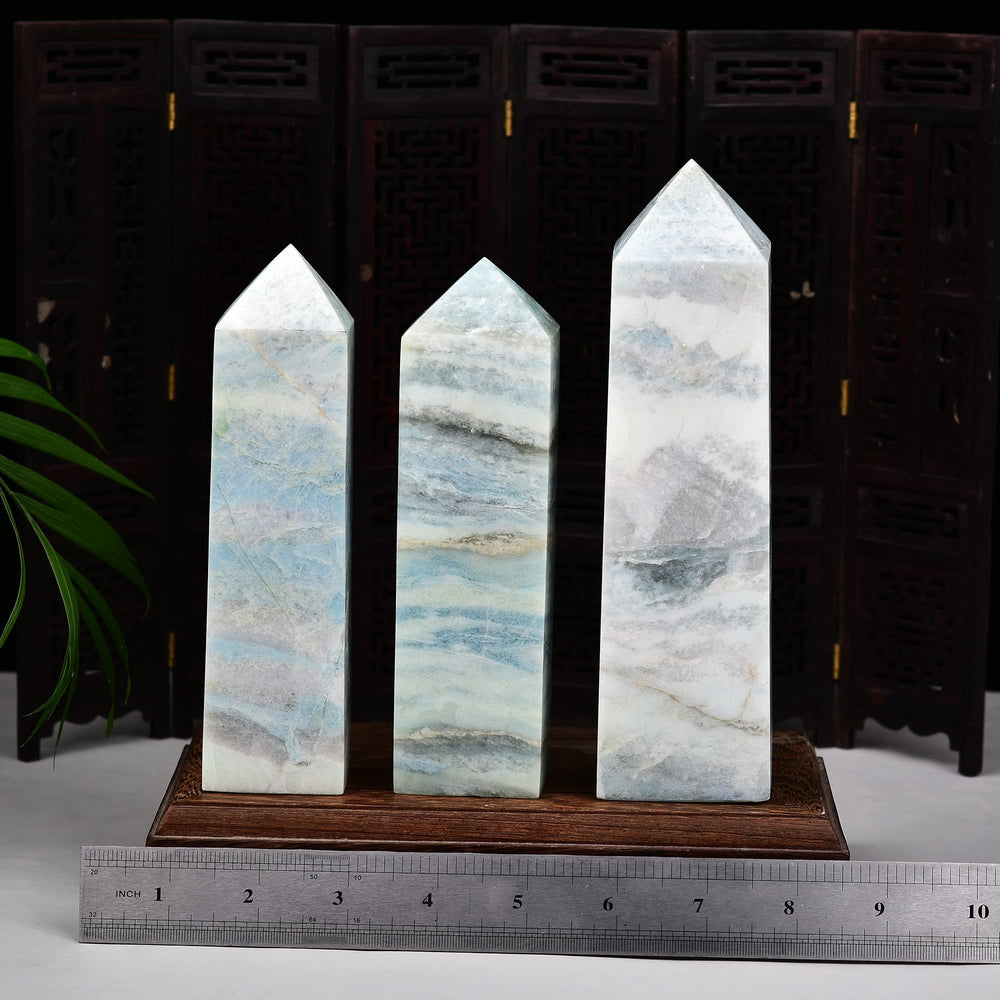 JIC Gem blue aura calcite crystal for mood and balance