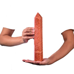 JIC Gem sunstone crystal wand apex focus for meditation