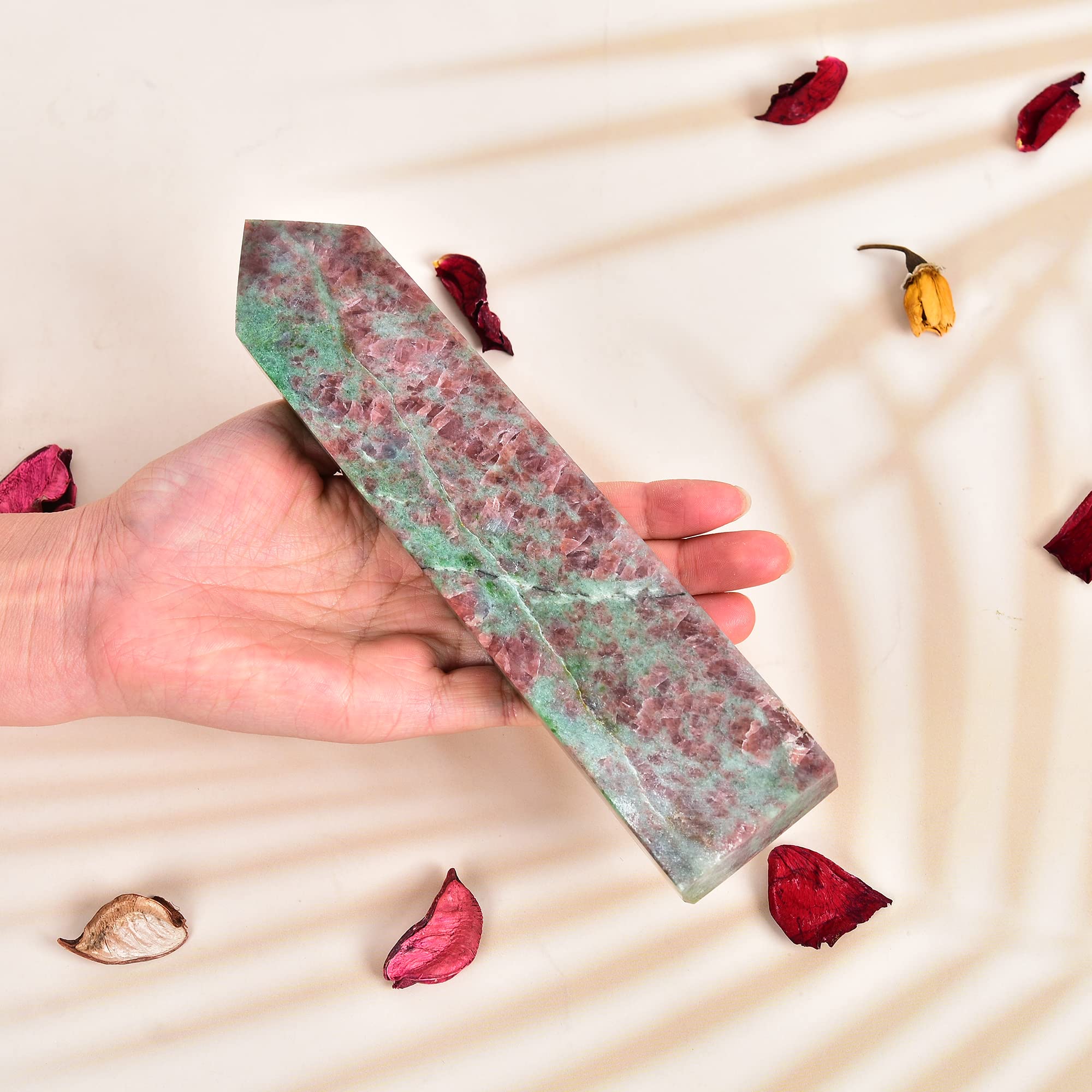 JIC Gem tetrahedral single-point quartz tower offers focal energy and balance.