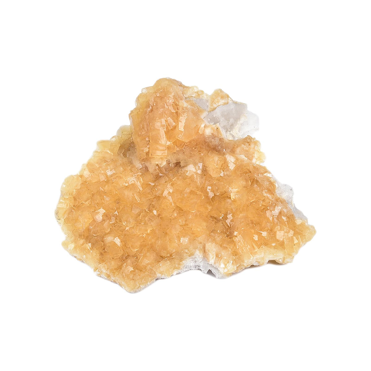 JIC Gem yellow calcite quartz geode cluster shown from the outside, ideal for meditation and decor