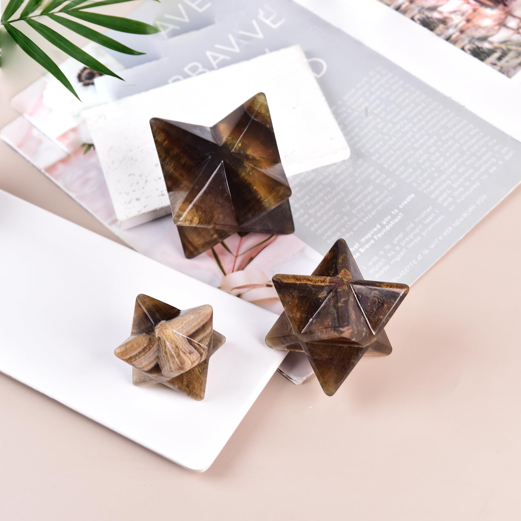 Natural color variations of JIC Gem Yellow Fluorite Merkaba for collectors.