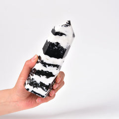 JIC Gem Zebra Jasper obelisk tower suitable for energy work and grounding.