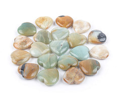 JIC Gem amazonite heart stones in a 20-piece set for calming touch and decorative display.