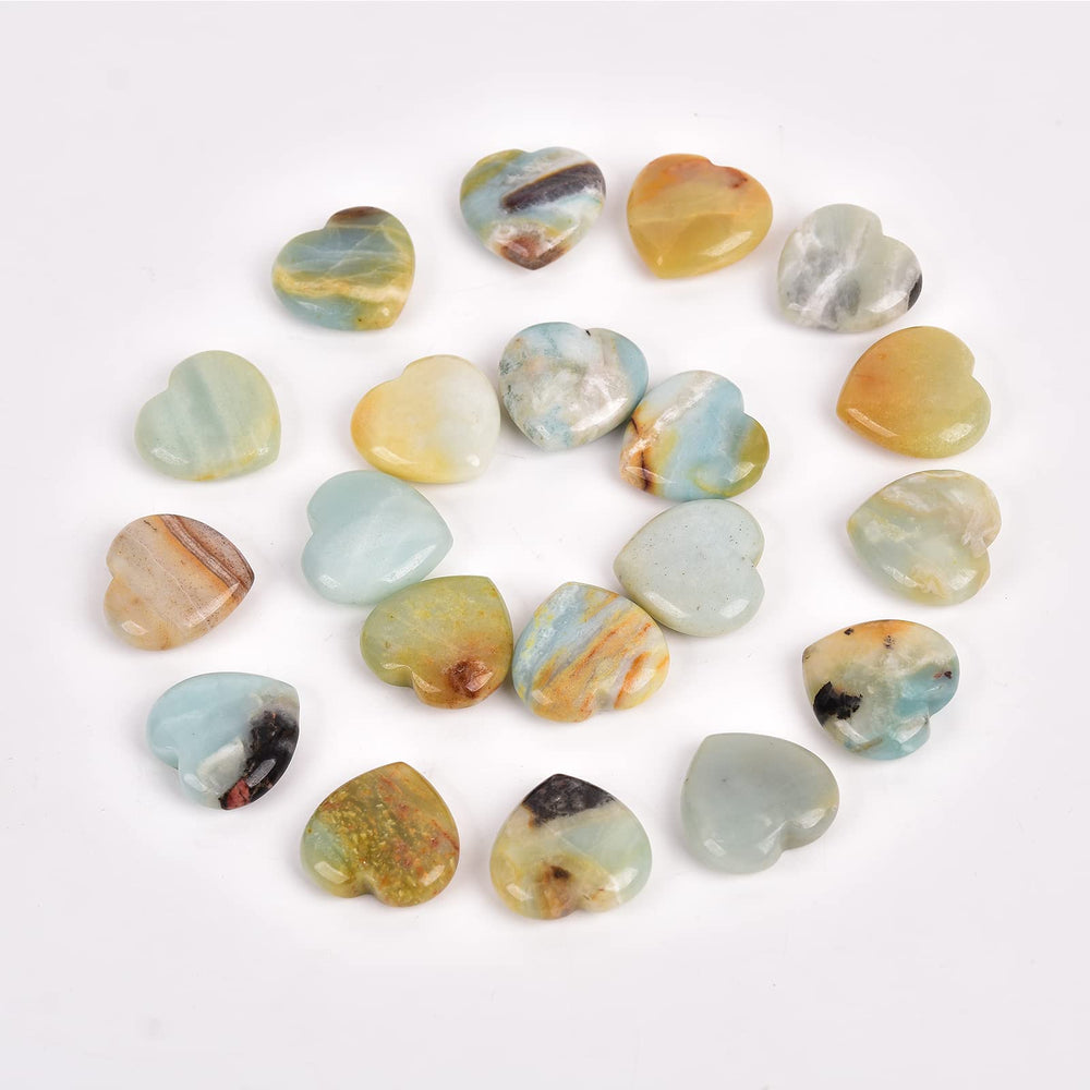 Natural color variations of JIC Gem amazonite heart stones add unique character.