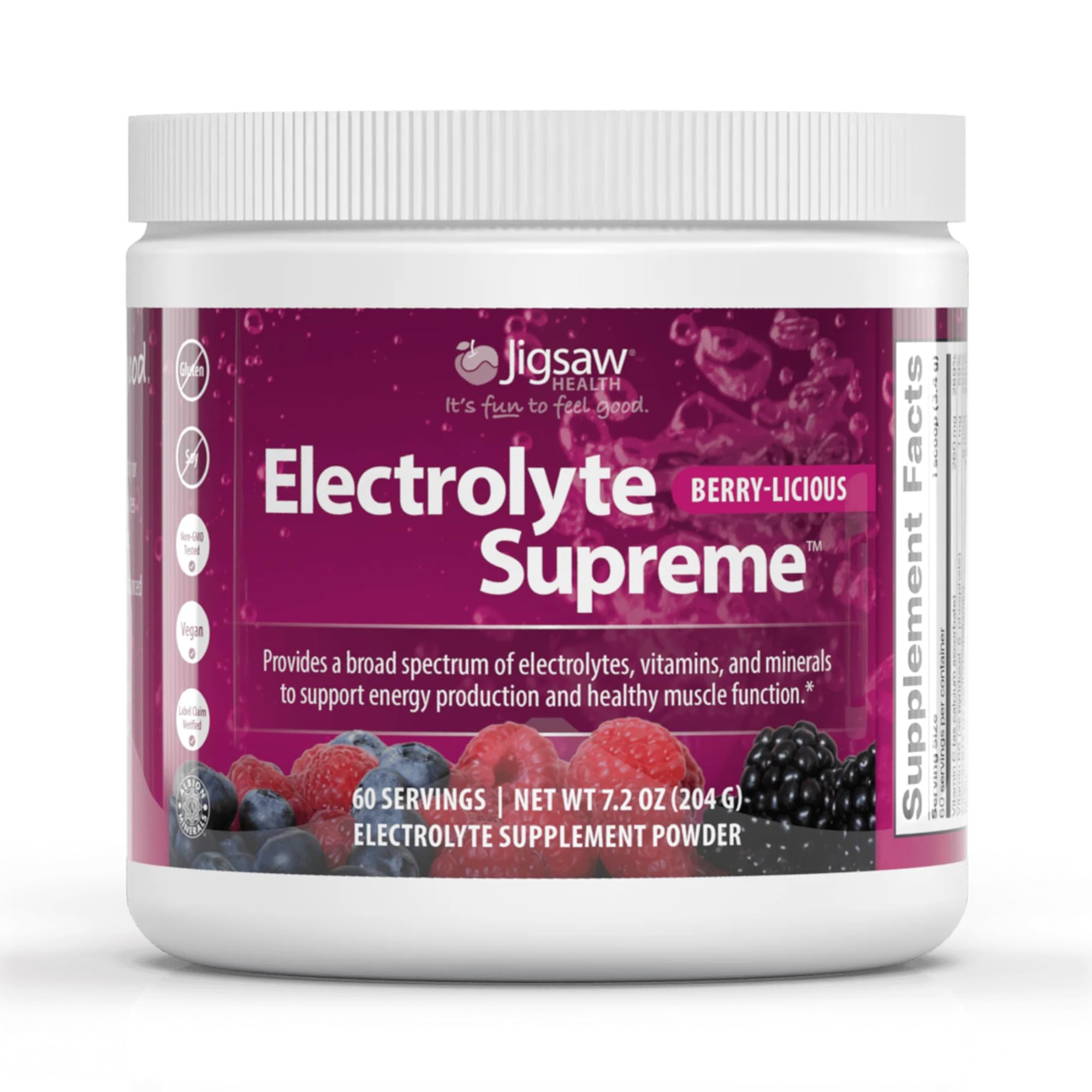 Jigsaw Electrolyte Supreme Berry-Licious jar front view for hydration support