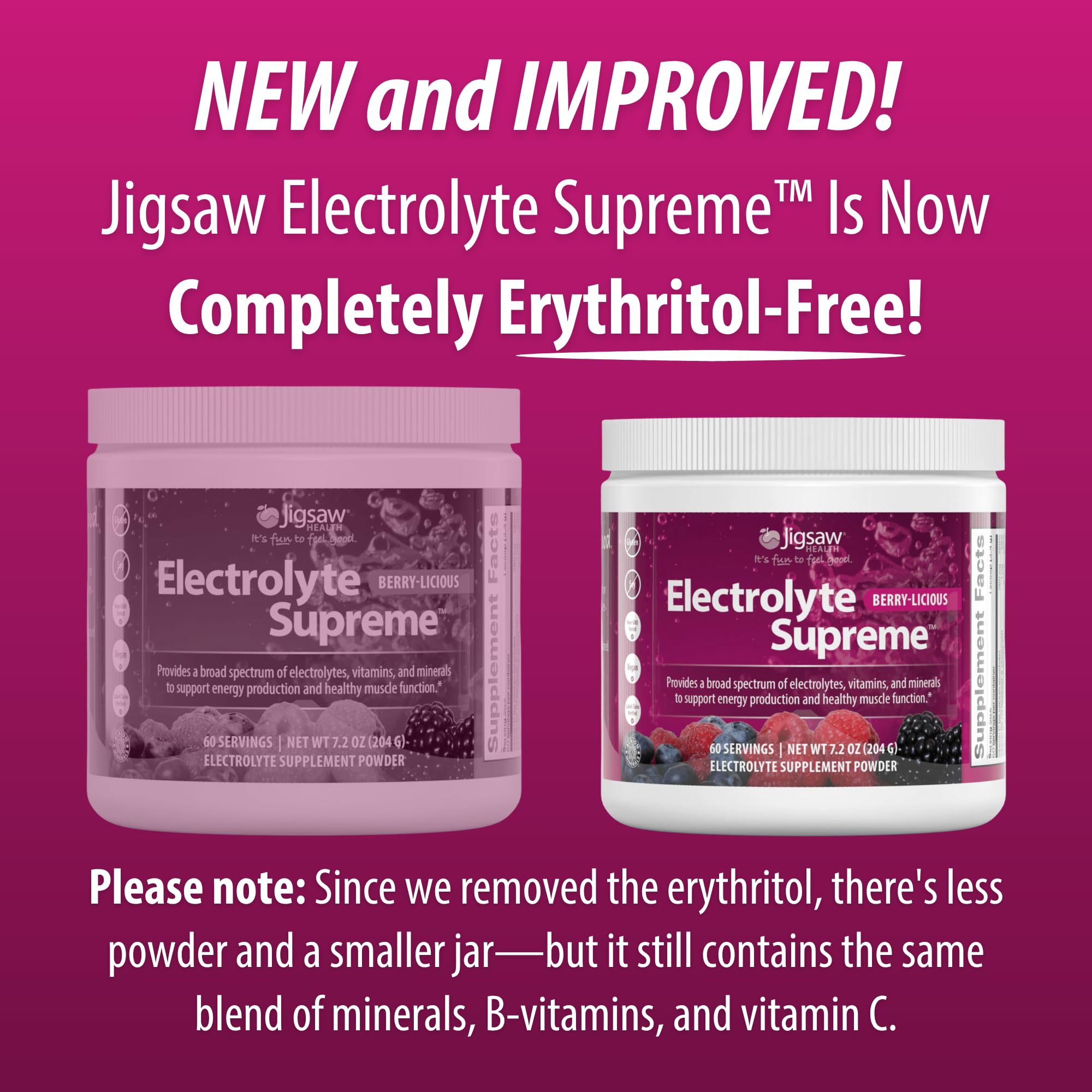 Jigsaw Electrolyte Supreme Berry-Licious powder swirling in glass