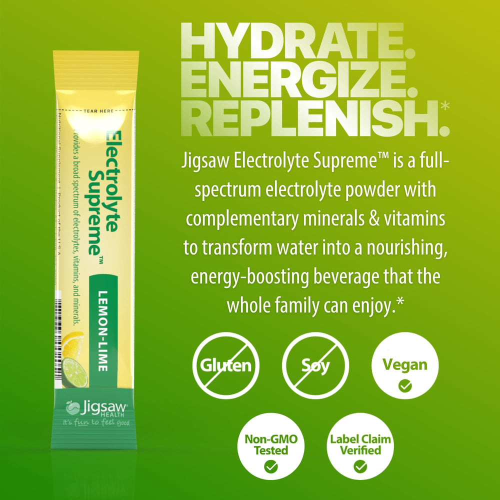 Jigsaw Electrolyte Supreme kids hydration with a family enjoying a healthy beverage.