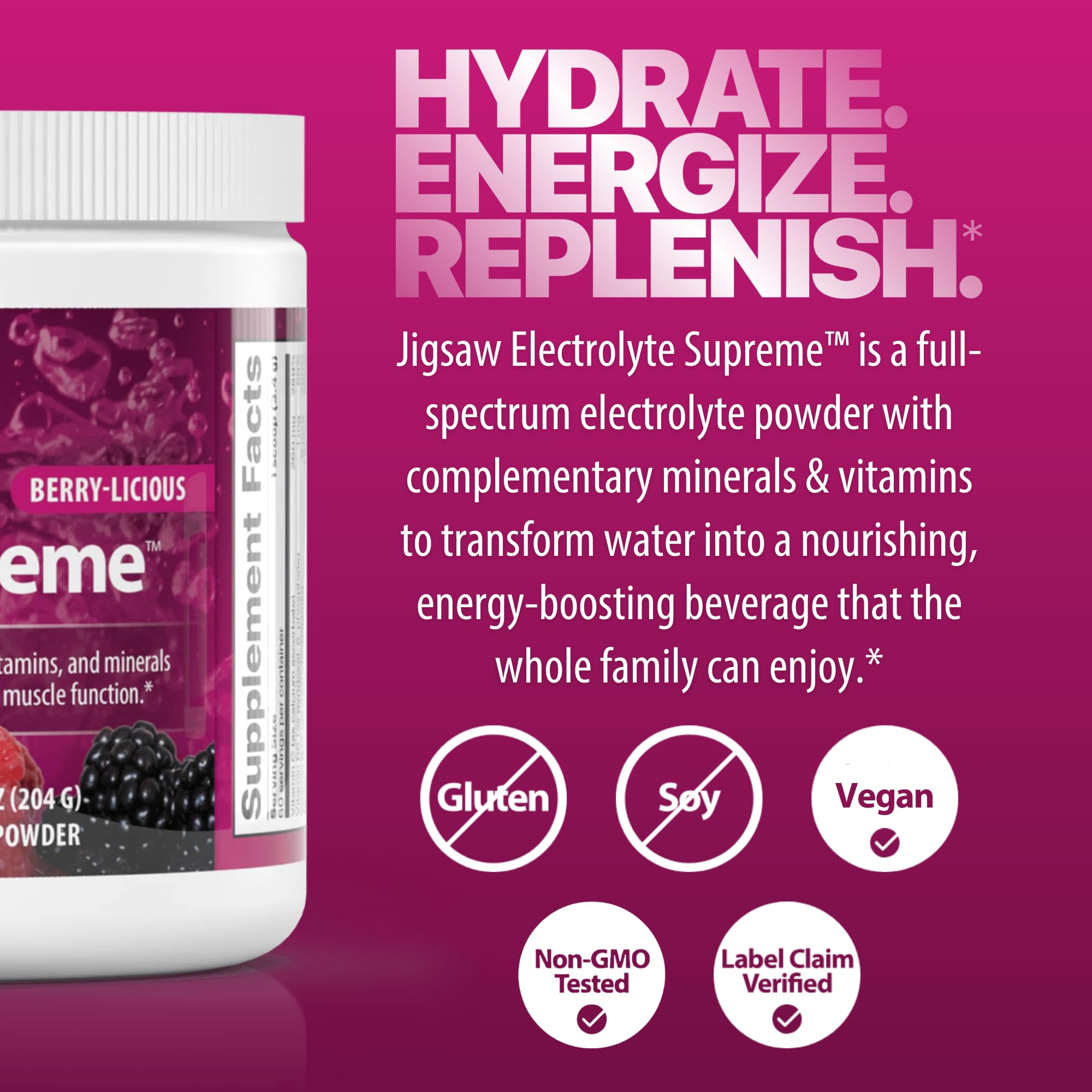 Jigsaw Electrolyte Supreme Berry-Licious packaging on kitchen counter
