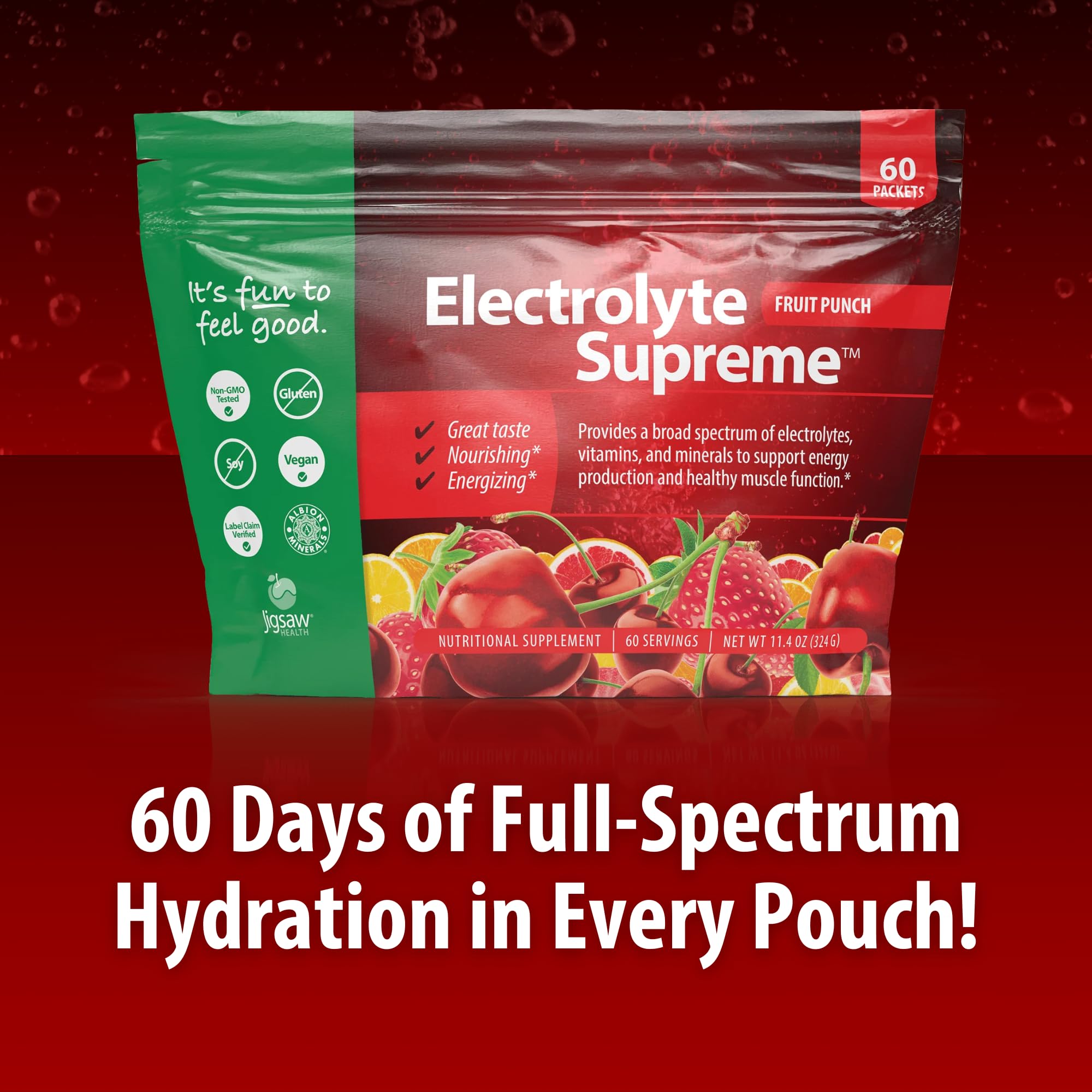 Jigsaw Health Electrolyte Supreme lemon-lime bag showcases keto-friendly, sugar-free hydration option