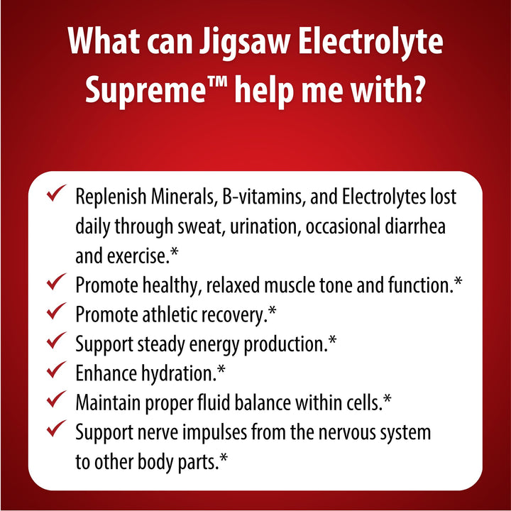 Vaso con Jigsaw Electrolyte Supreme en sabor Fruta Punch, lista para beber.