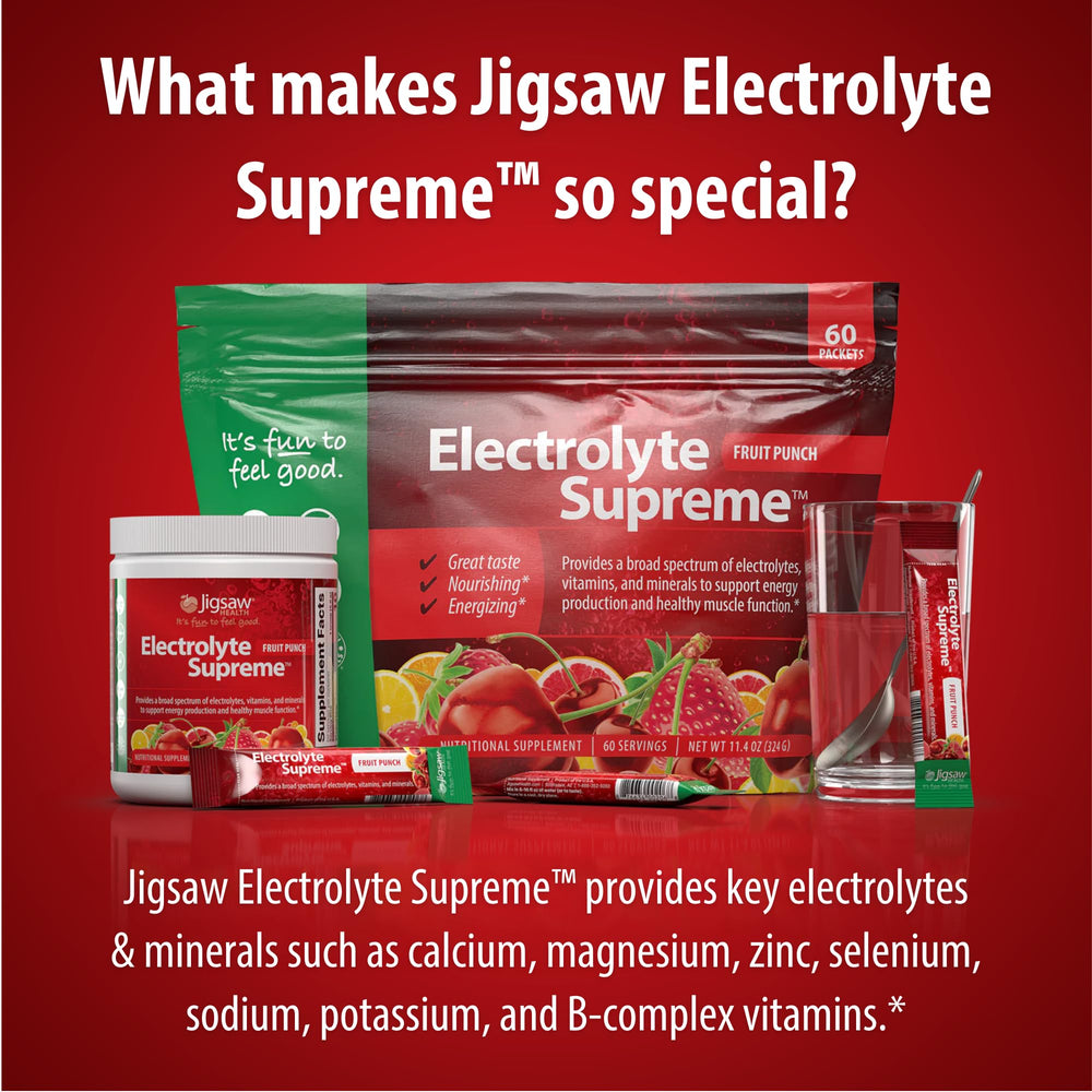 Jigsaw Health Electrolyte Supreme pour into water for refreshed hydration experiences