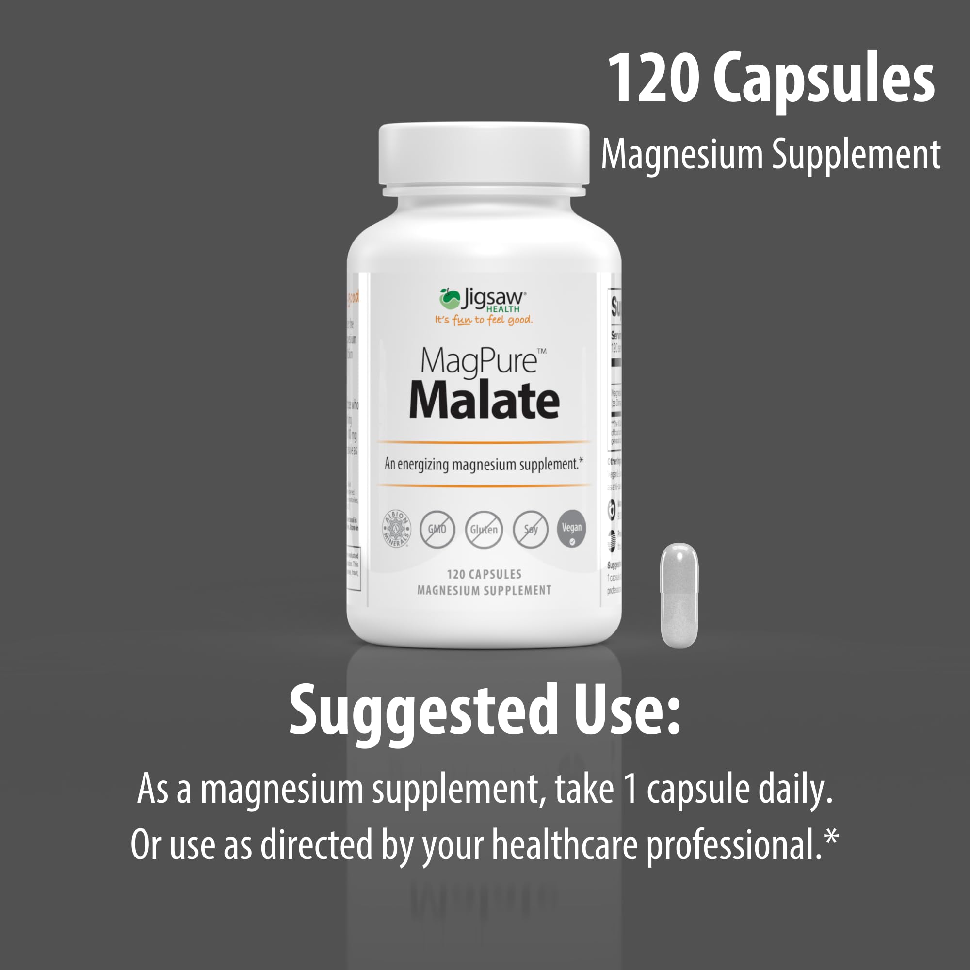 Jigsaw Health MagPure Malate promotes a balanced wellness routine.