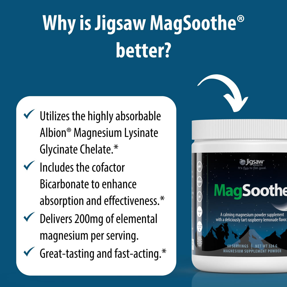 Front view of Jigsaw Health MagSoothe jar for everyday use.