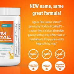 Jar front of Jigsaw Health Potassium Cocktail showing 60 servings