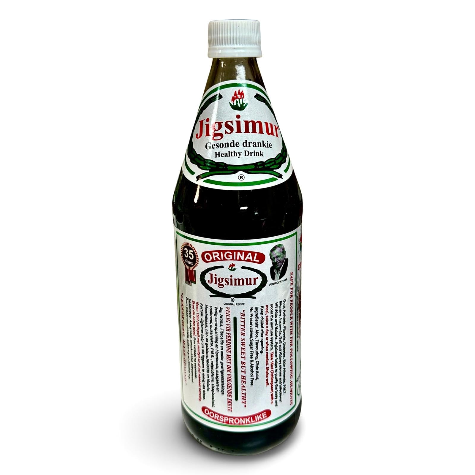 Jigsimur health drink label closeup highlighting natural ingredients and immunity-supporting potential.