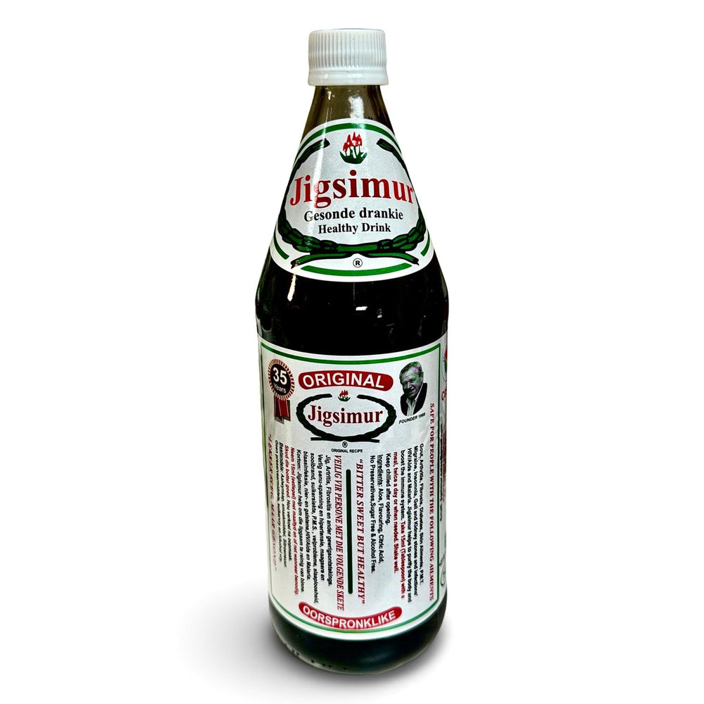 Jigsimur health drink label closeup highlighting natural ingredients and immunity-supporting potential.