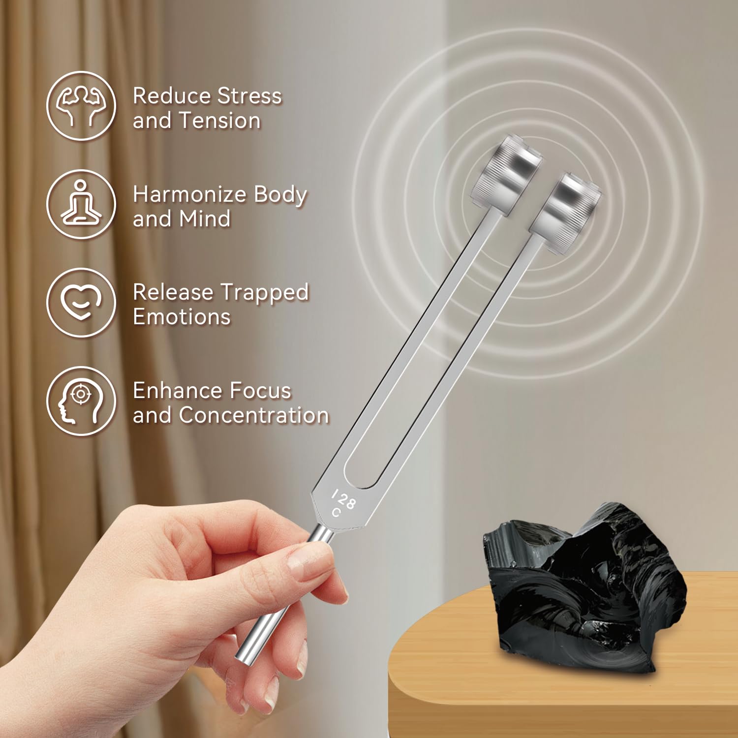JILYUN 512Hz tuning forks with clear quartz for vibrational uplift