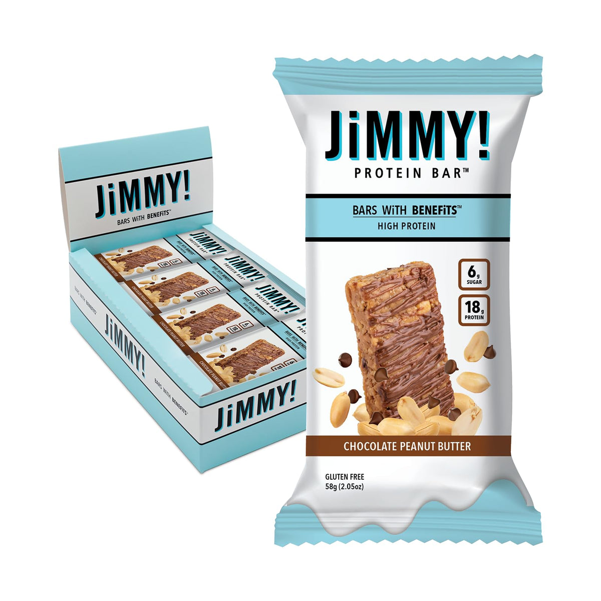 JimmyBar chocolate peanut butter bar pack high-protein snack