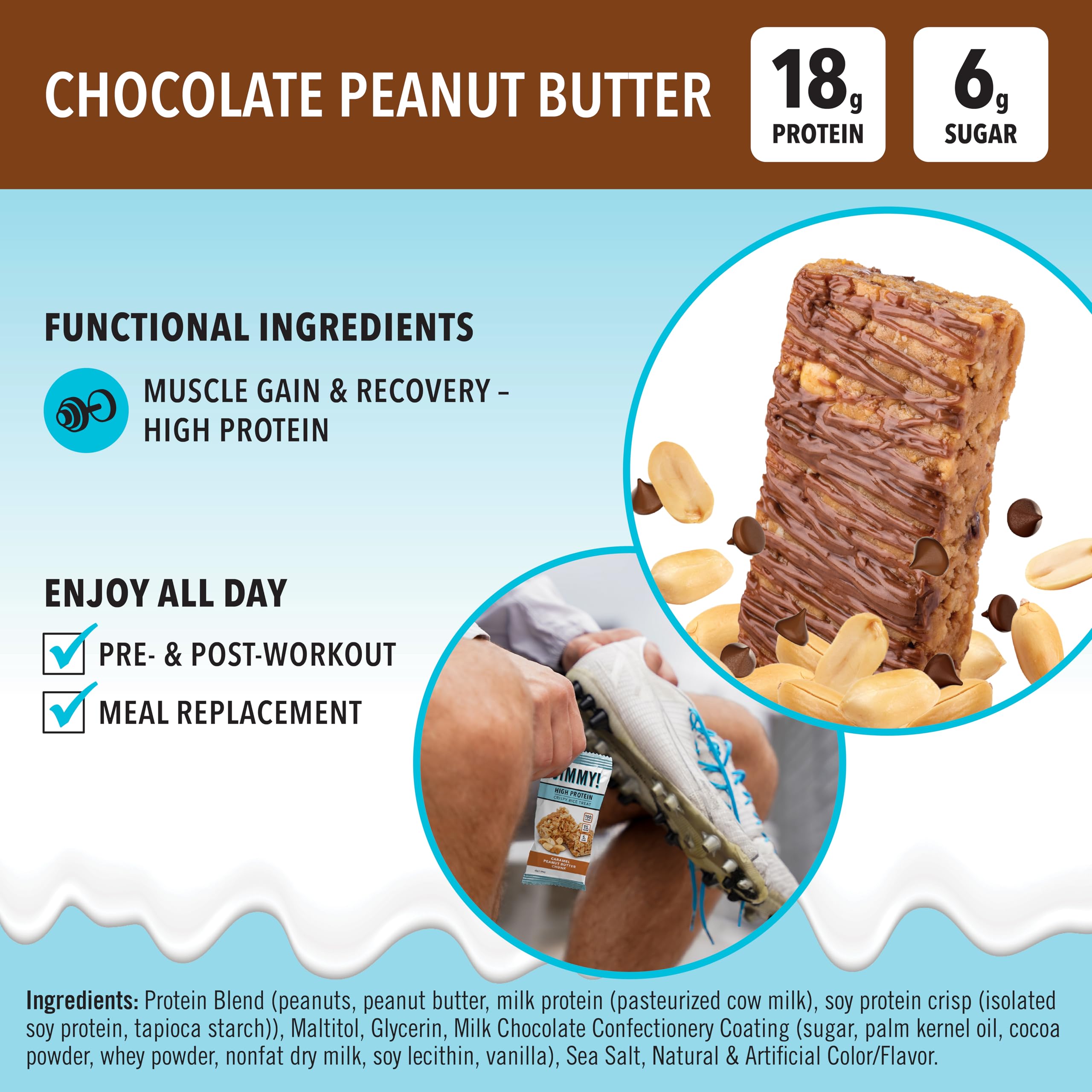 JimmyBar real peanuts featured as first ingredient for authentic flavor