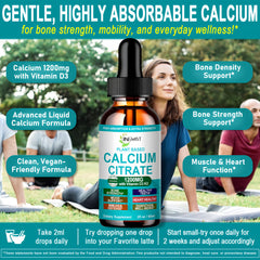 JINGYAT Calcium Drops in a glass of water showing quick mixing for intake
